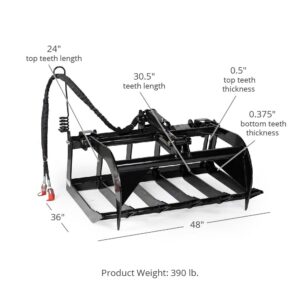 Scratch and Dent - 48" Grapple Bucket Attachment for Skid Steer - FINAL SALE