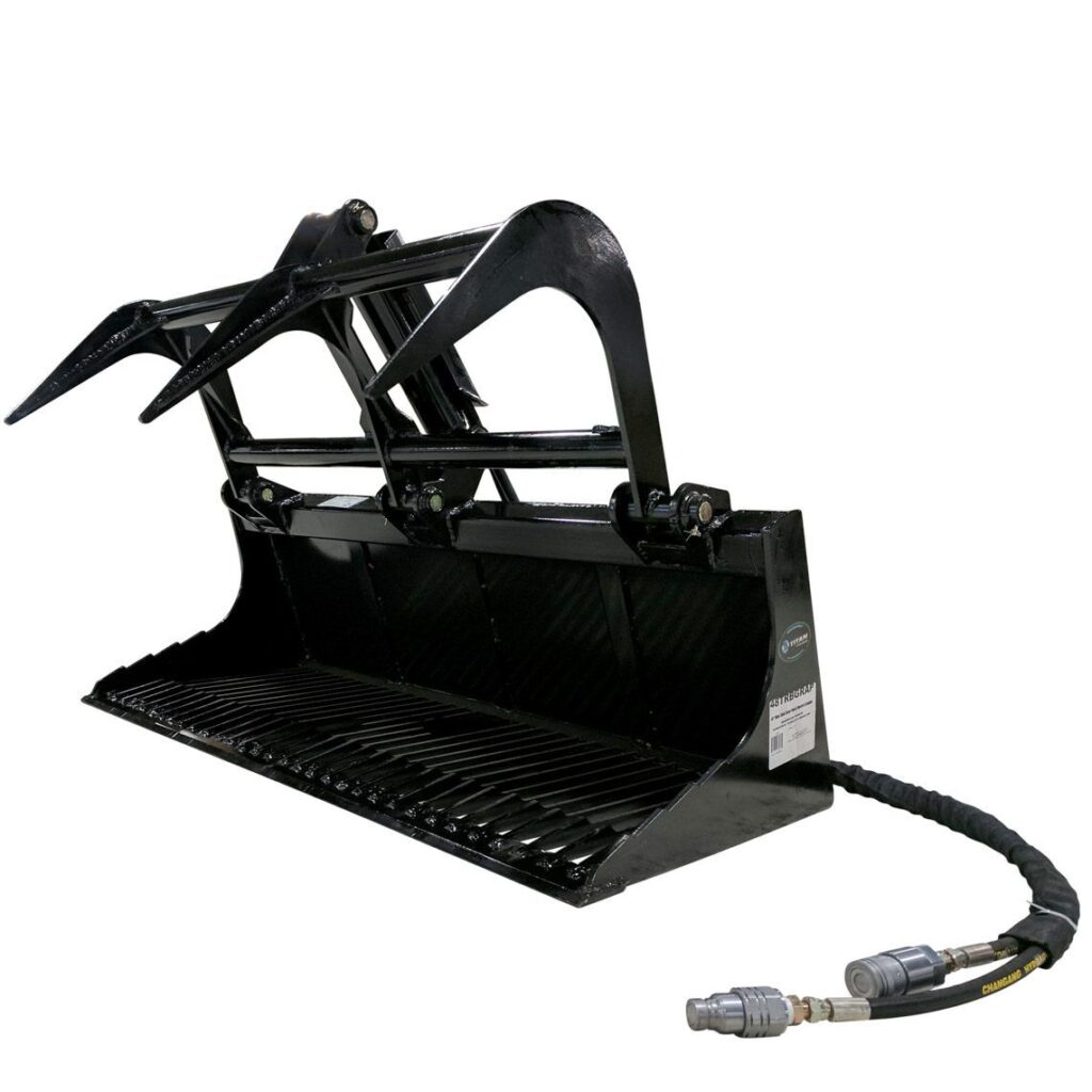 Scratch and Dent - 48" Mini Skid Steer Rock Bucket Grapple Attachment - FINAL SALE