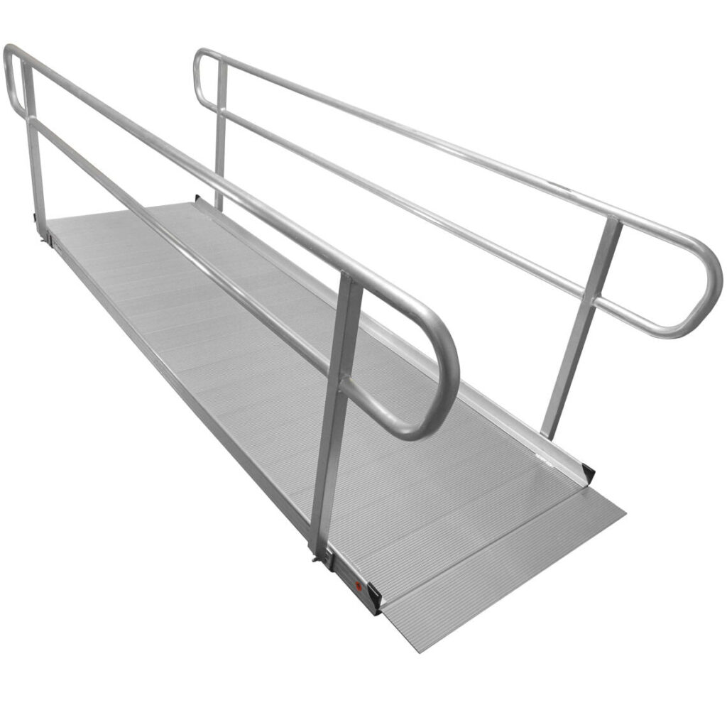 Scratch and Dent - 10 FT Aluminum Wheelchair Entry Ramp & Handrails - FINAL SALE