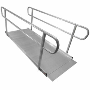 Scratch and Dent - 8 FT Aluminum Wheelchair Entry Ramp And Handrails - FINAL SALE